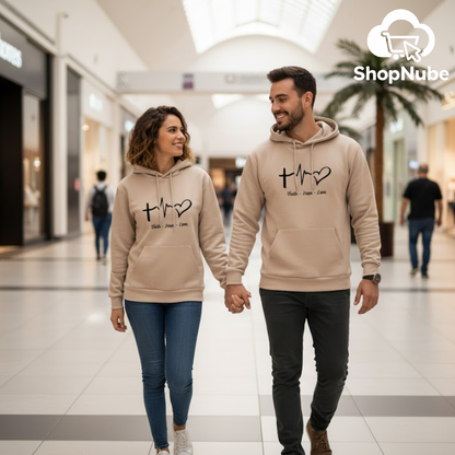 BUZOS EN PAREJA CORAZÓN - ESTAMPADO