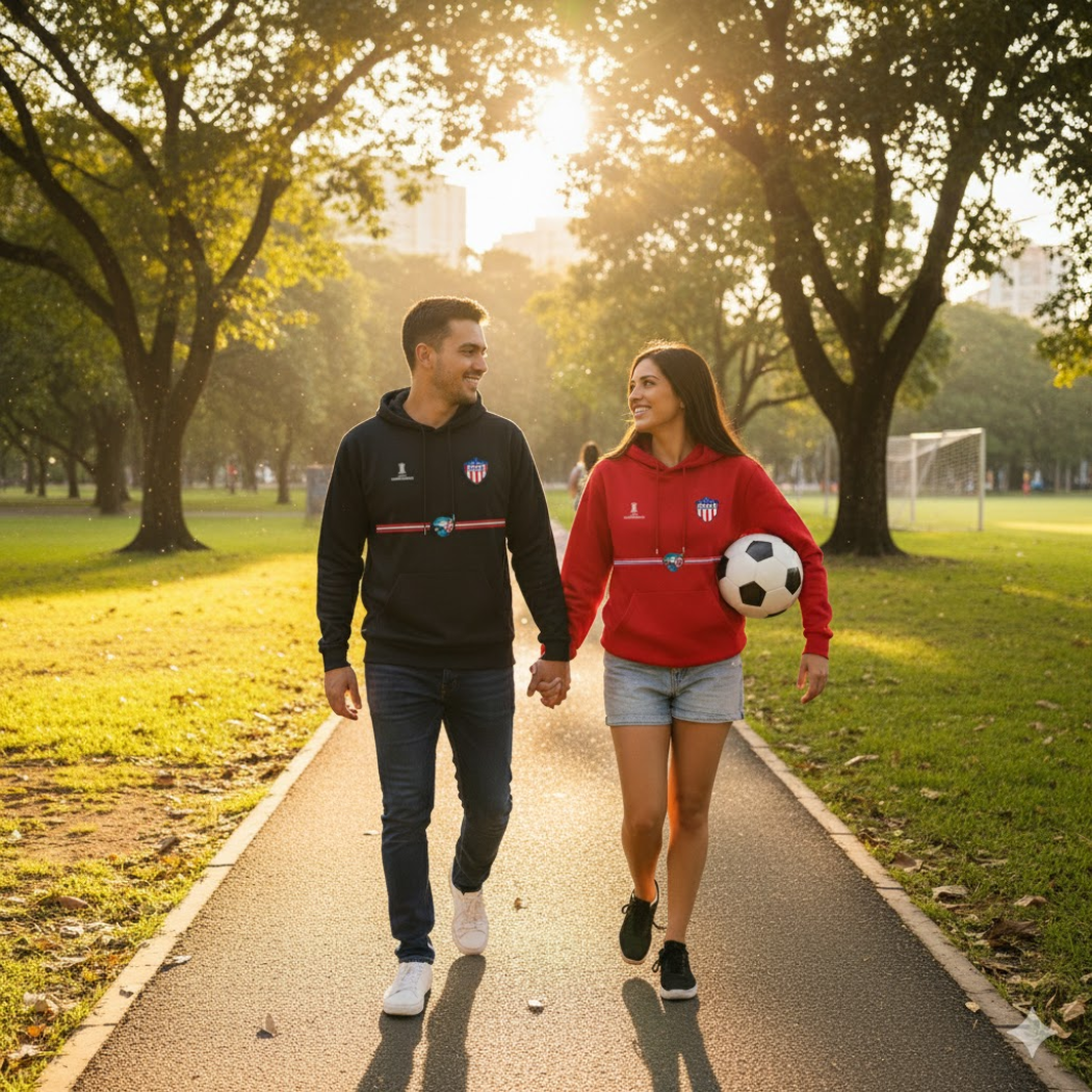 BUZO JUNIOR CON CAPOTA - LOGOS BORDADOS