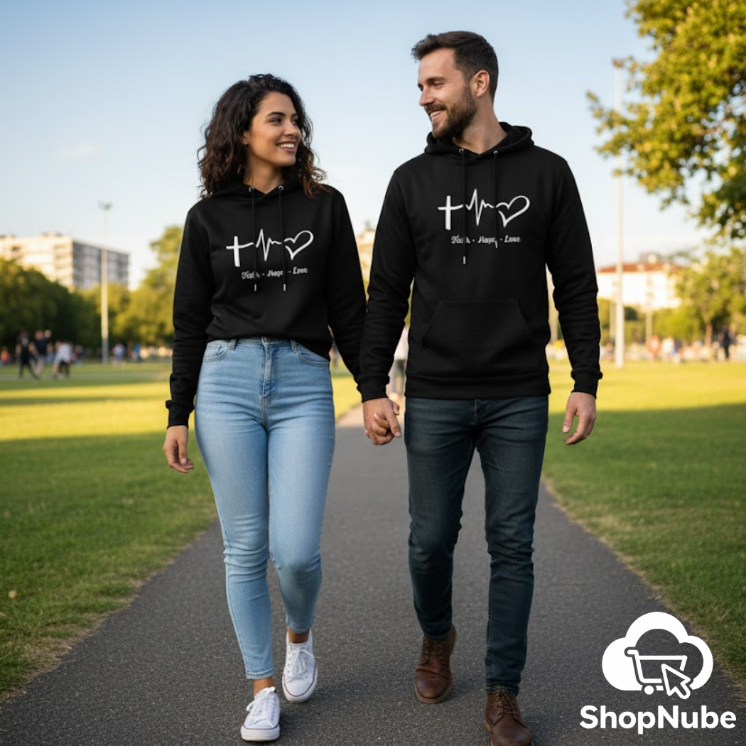 BUZOS EN PAREJA CORAZÓN - ESTAMPADO