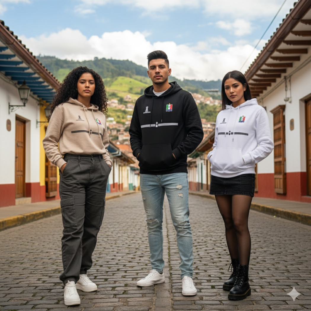 BUZO ONCE CALDAS CON CAPOTA - LOGOS BORDADOS