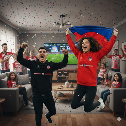 BUZO JUNIOR CON CAPOTA - LOGOS BORDADOS