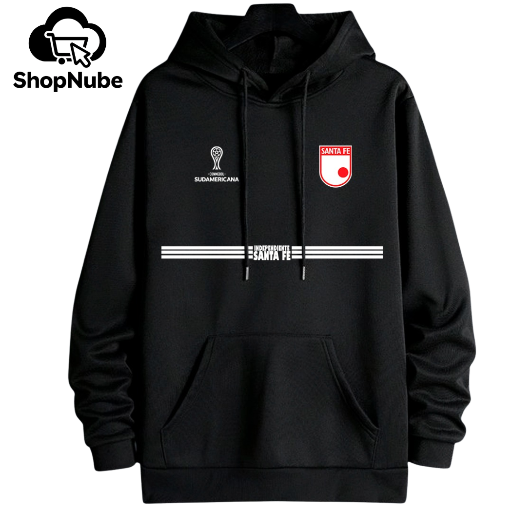 BUZO SANTA FE CON CAPOTA LOGOS BORDADOS