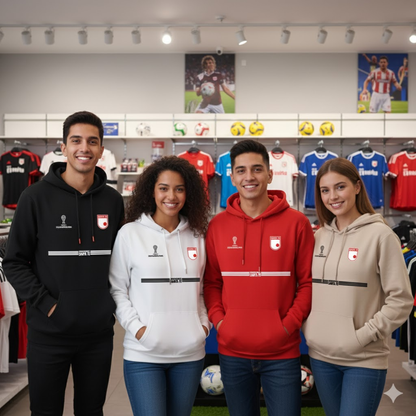 BUZO SANTA FE CON CAPOTA LOGOS BORDADOS