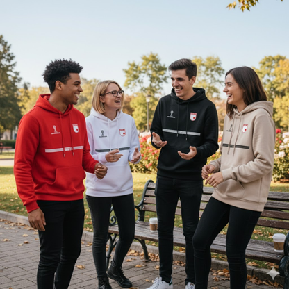 BUZO SANTA FE CON CAPOTA LOGOS BORDADOS