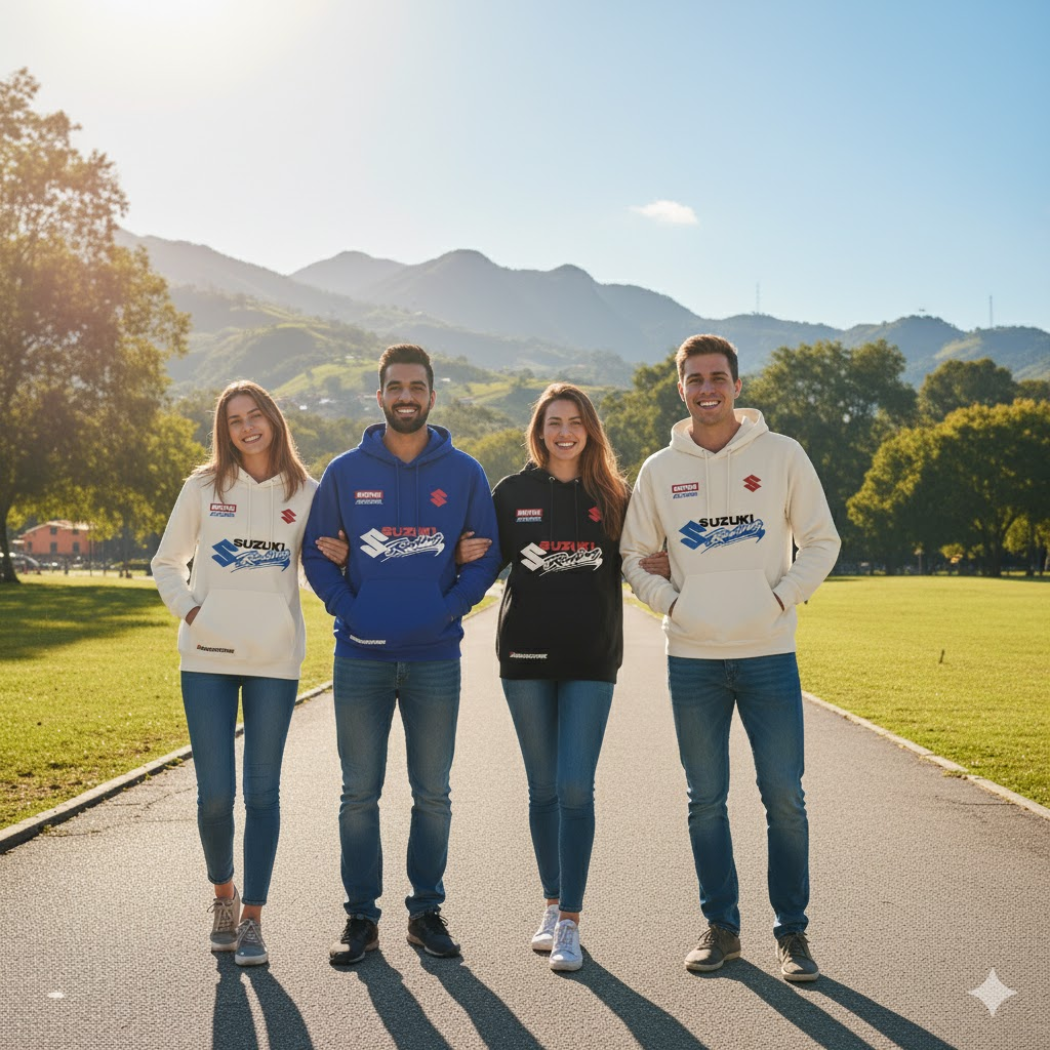 BUZO CON CAPOTA SUZUKI ESTAMPADO