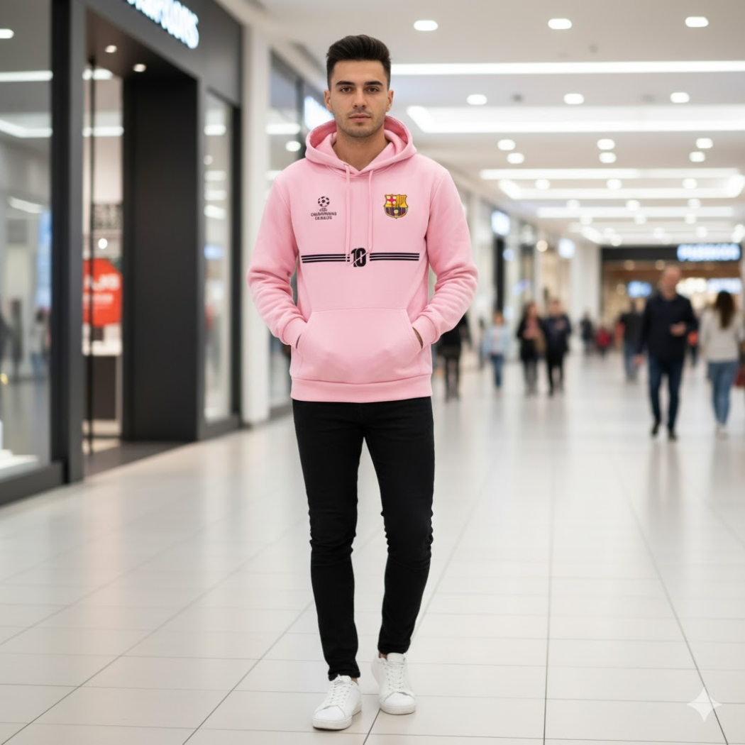 BUZO CON CAPOTA BARCELONA LOGOS BORDADOS