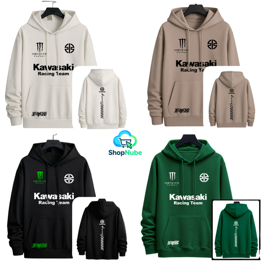 BUZO CON CAPOTA KAWASAKI ESTAMPADO