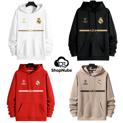 BUZO CON CAPOTA REAL MADRID - LOGOS BORDADOS
