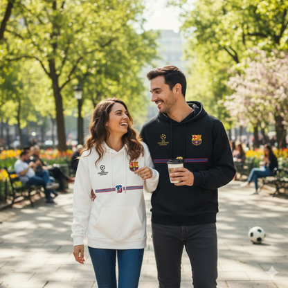 BUZO CON CAPOTA BARCELONA LOGOS BORDADOS