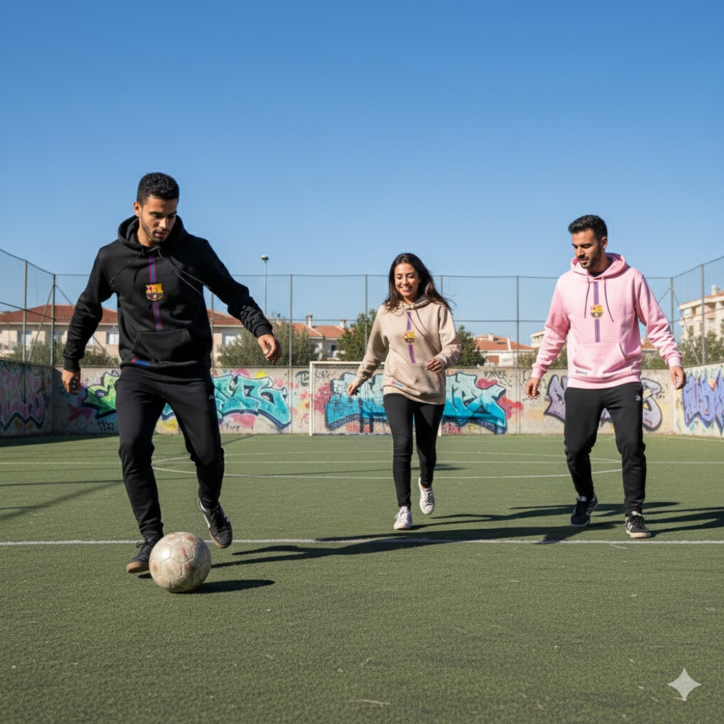 BUZO CON CAPOTA BARCELONA ESTAMPADO LINEA