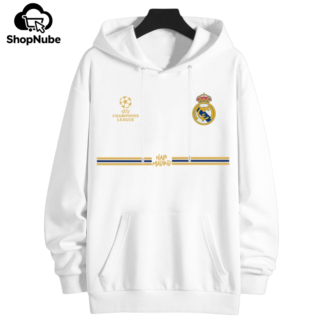 BUZO CON CAPOTA REAL MADRID - LOGOS BORDADOS