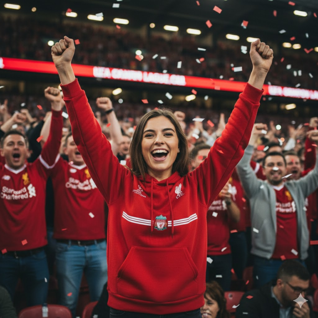 BUZO CON CAPOTA LIVERPOOL LOGOS BORDADOS