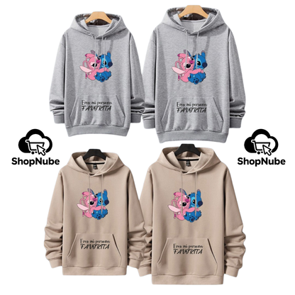 BUZOS EN PAREJA STITCH Y ANGEL GRIS O BEIGE