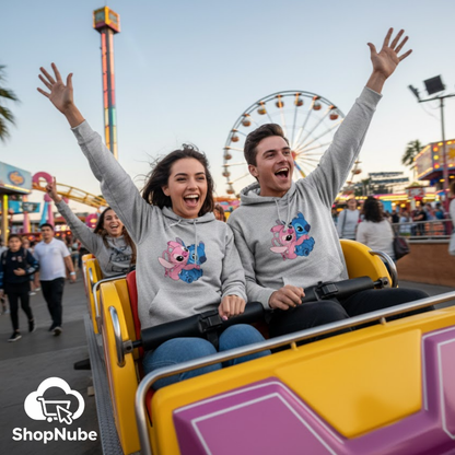 BUZOS EN PAREJA STITCH Y ANGEL GRIS O BEIGE