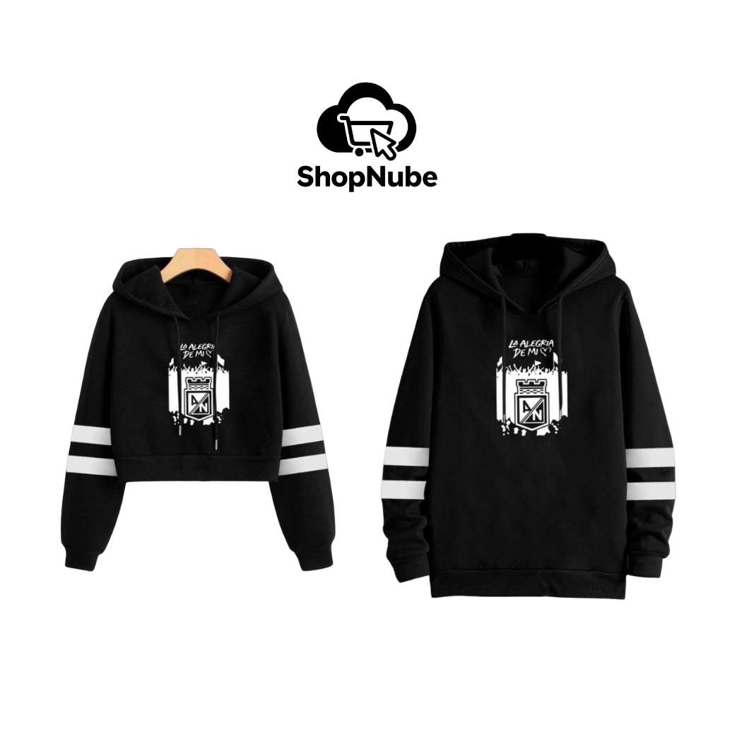 BUZOS EN PAREJA DE ATLETICO NACIONAL NEGRO ESTAMPADO - LINEAS