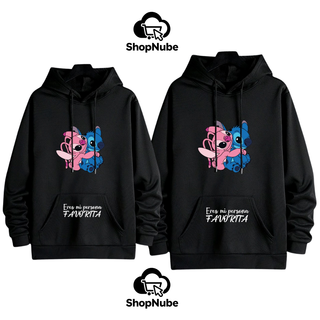 BUZOS EN PAREJA STICH Y ANGEL NEGRO O BLANCO