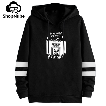 BUZOS EN PAREJA DE ATLETICO NACIONAL NEGRO ESTAMPADO - LINEAS