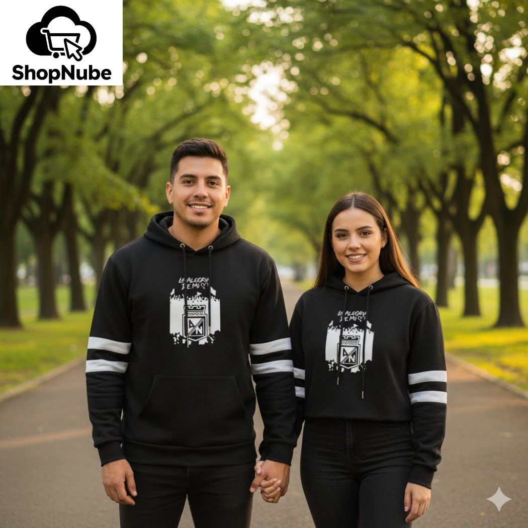 BUZOS EN PAREJA DE ATLETICO NACIONAL NEGRO ESTAMPADO - LINEAS