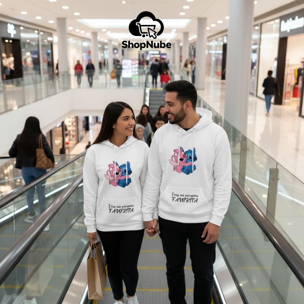 BUZOS EN PAREJA STICH Y ANGEL NEGRO O BLANCO