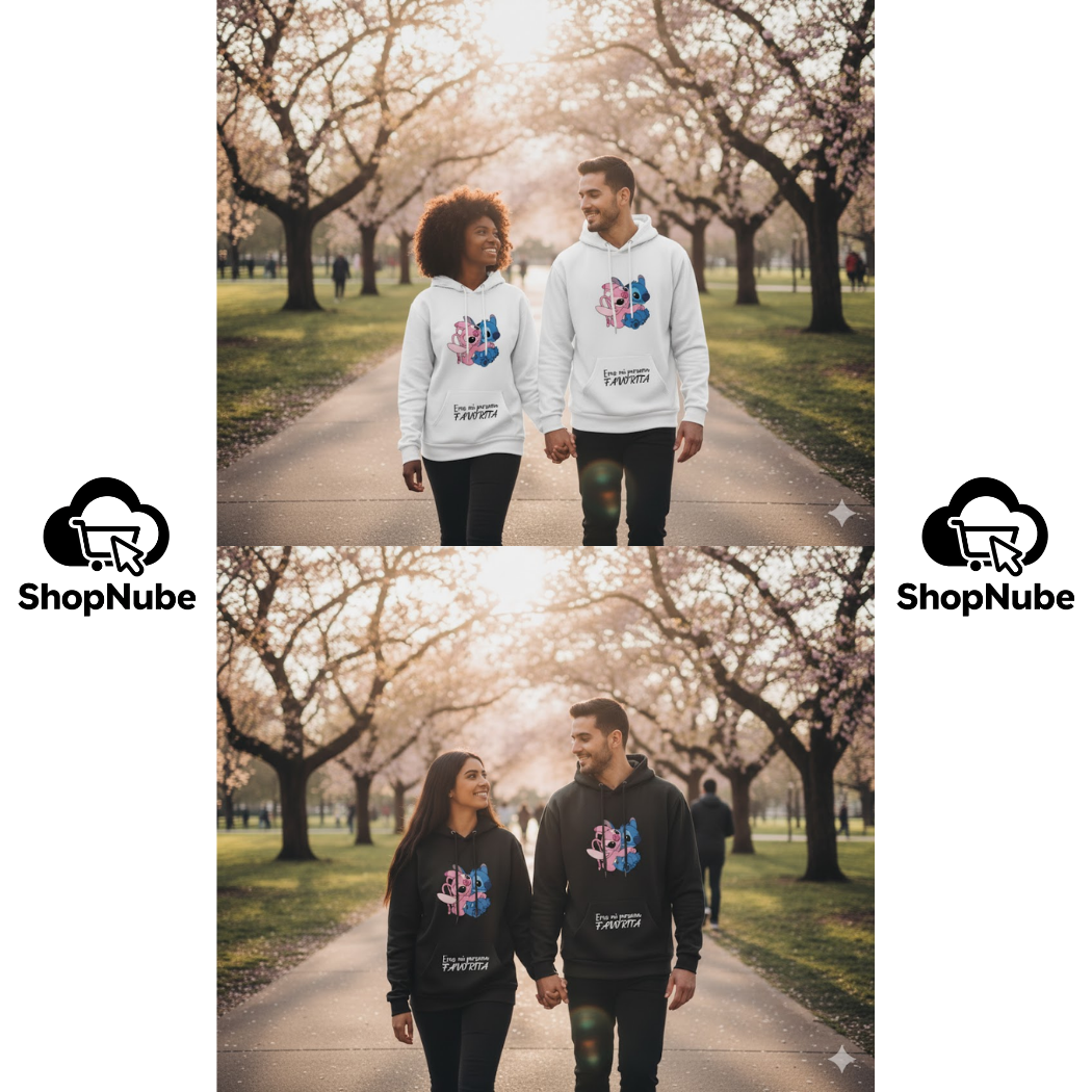 BUZOS EN PAREJA STICH Y ANGEL NEGRO O BLANCO