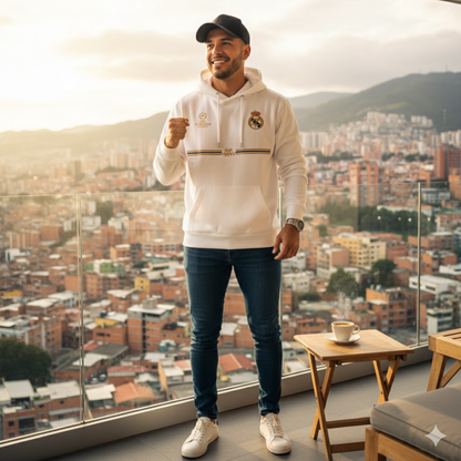 BUZO CON CAPOTA REAL MADRID - LOGOS BORDADOS