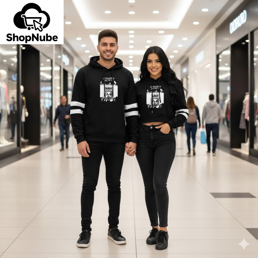 BUZOS EN PAREJA DE ATLETICO NACIONAL NEGRO ESTAMPADO - LINEAS