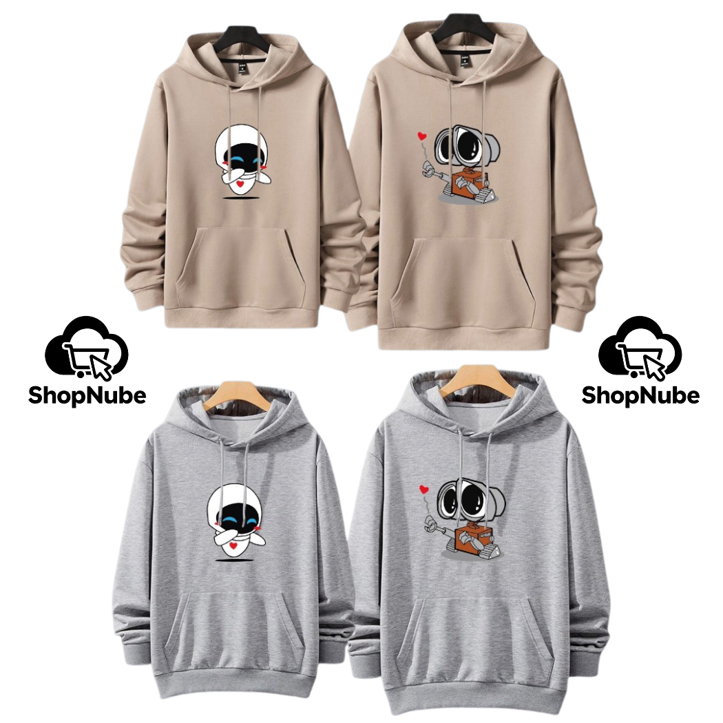 BUZOS EN PAREJA WALLE Y EVA - ESTAMPADO GRIS O BEIGE