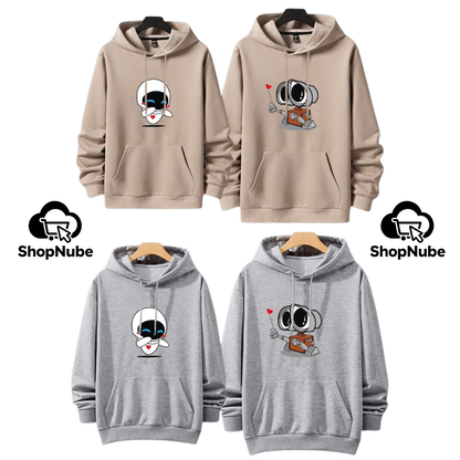 BUZOS EN PAREJA WALLE Y EVA - ESTAMPADO GRIS O BEIGE