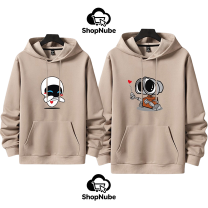 BUZOS EN PAREJA WALLE Y EVA - ESTAMPADO GRIS O BEIGE