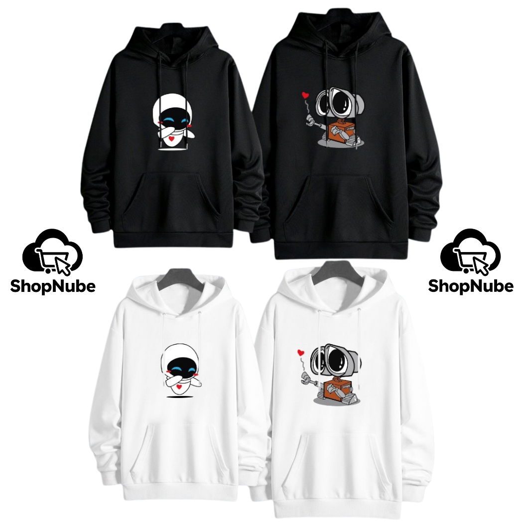 BUZOS EN PAREJA WALLEE Y EVA - ESTAMPADO NEGRO O BLANCO