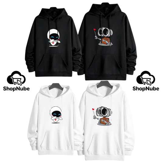 BUZOS EN PAREJA WALLEE Y EVA - ESTAMPADO NEGRO O BLANCO