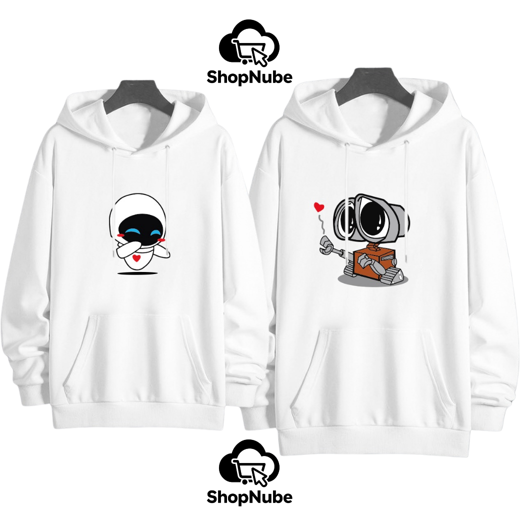 BUZOS EN PAREJA WALLEE Y EVA - ESTAMPADO NEGRO O BLANCO