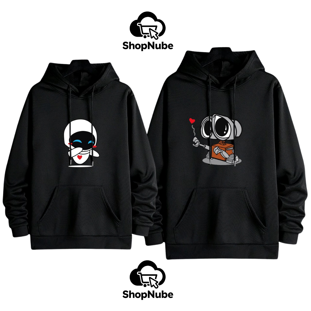 BUZOS EN PAREJA WALLEE Y EVA - ESTAMPADO NEGRO O BLANCO