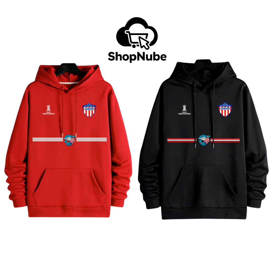 BUZO JUNIOR CON CAPOTA - LOGOS BORDADOS