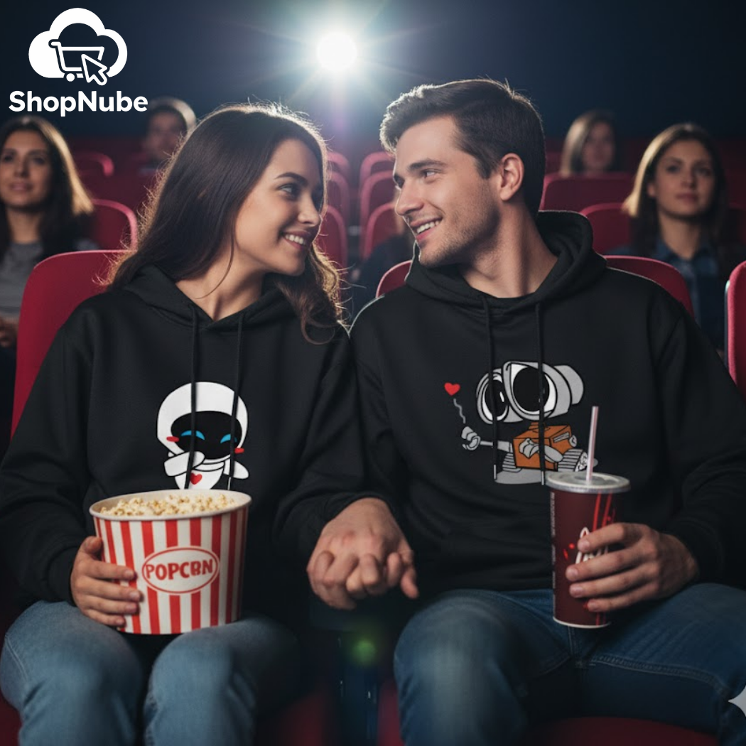 BUZOS EN PAREJA WALLEE Y EVA - ESTAMPADO NEGRO O BLANCO