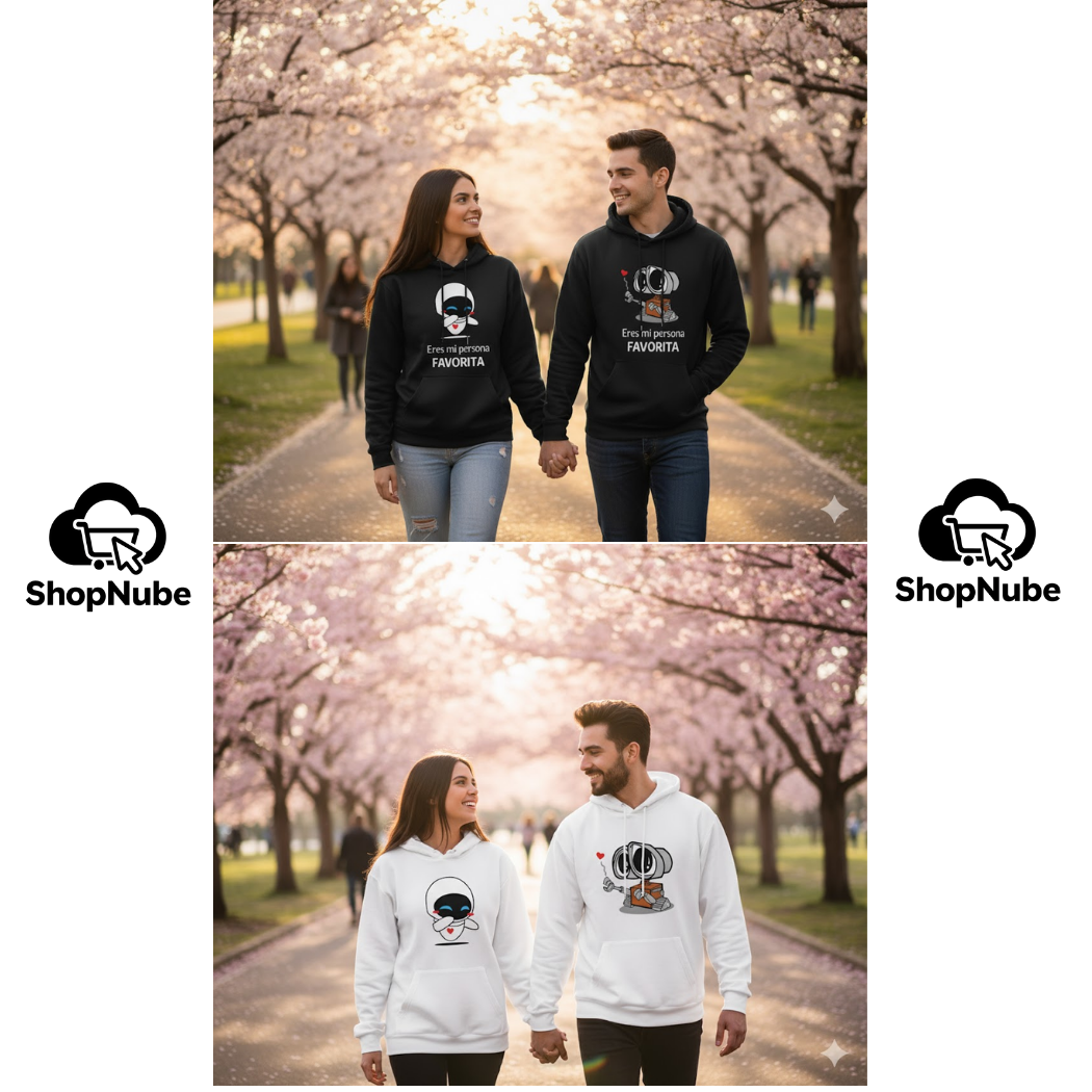 BUZOS EN PAREJA WALLEE Y EVA - ESTAMPADO NEGRO O BLANCO