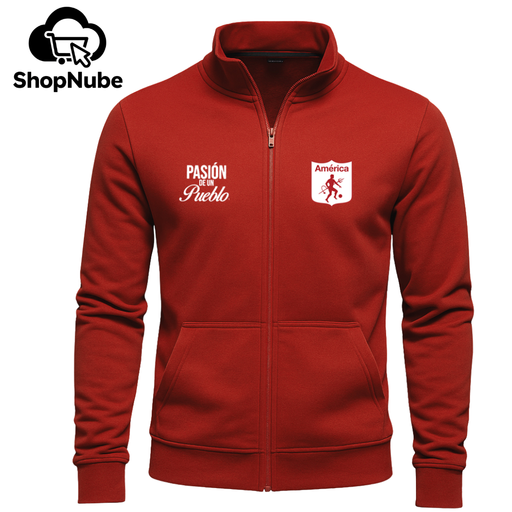 BUZO AMERICA CUELLO ALTO - LOGOS BORDADOS