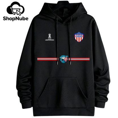 BUZO JUNIOR CON CAPOTA - LOGOS BORDADOS