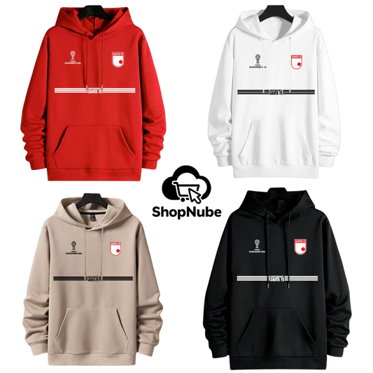 BUZO SANTA FE CON CAPOTA LOGOS BORDADOS